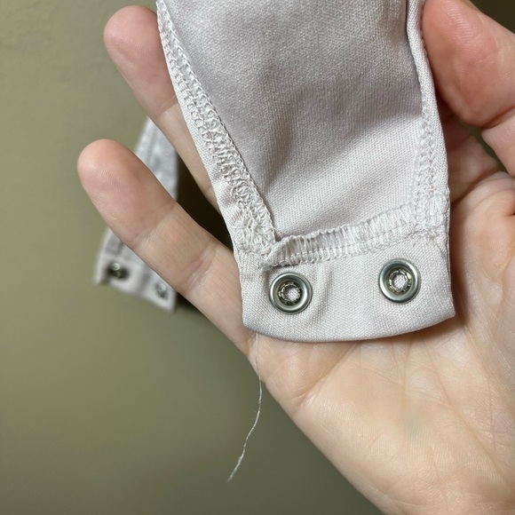 Express Romantic Pink Puff Eyelet Long Sleeve Cottagecore Bodysuit Top Small Y2K - Picture 9 of 12